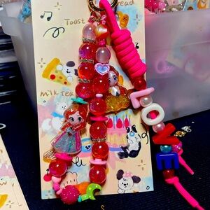 Colorful Beaded Keychain with LOVE and handmade with love - Disney Princesses !
